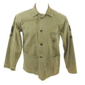 Original U.S. WWII Named USMC HBT Herringbone Twill P41 Combat Jacket With Gunnery Sergeant Chevrons