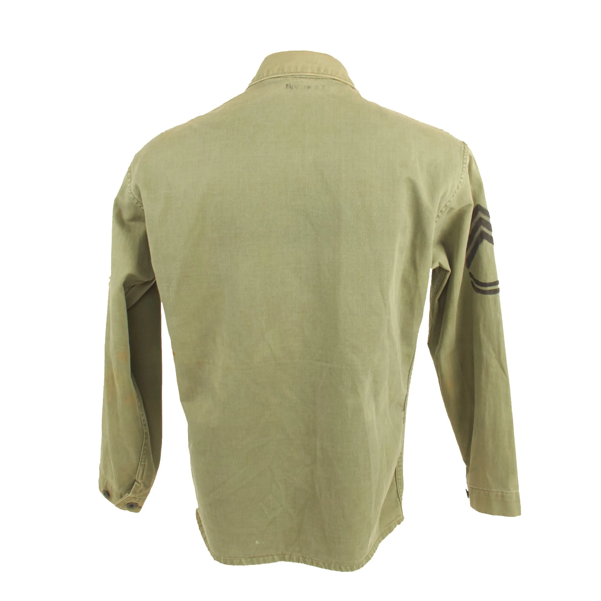 Original U.S. WWII Named USMC HBT Herringbone Twill P41 Combat Jacket With Gunnery Sergeant Chevrons