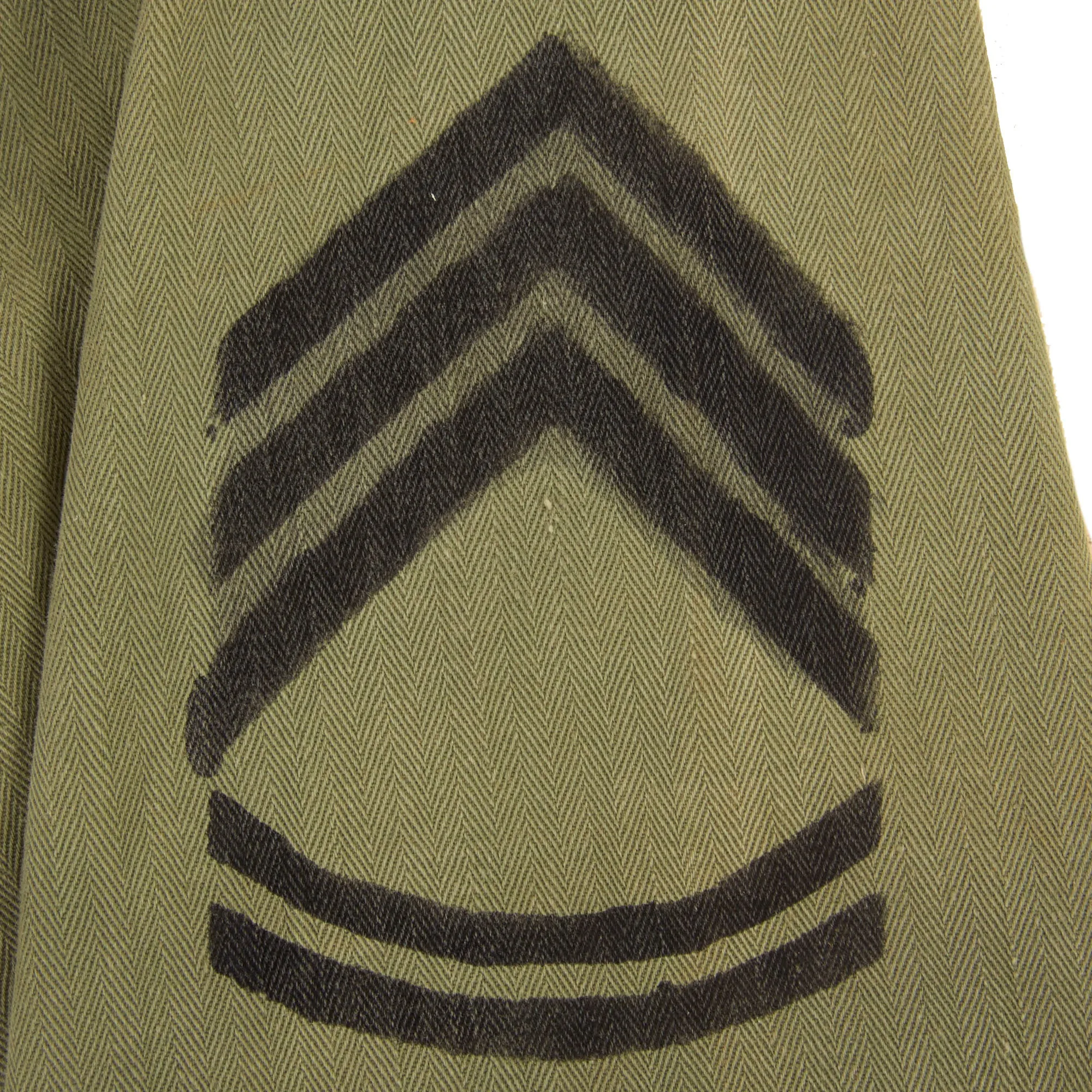 Original U.S. WWII Named USMC HBT Herringbone Twill P41 Combat Jacket With Gunnery Sergeant Chevrons