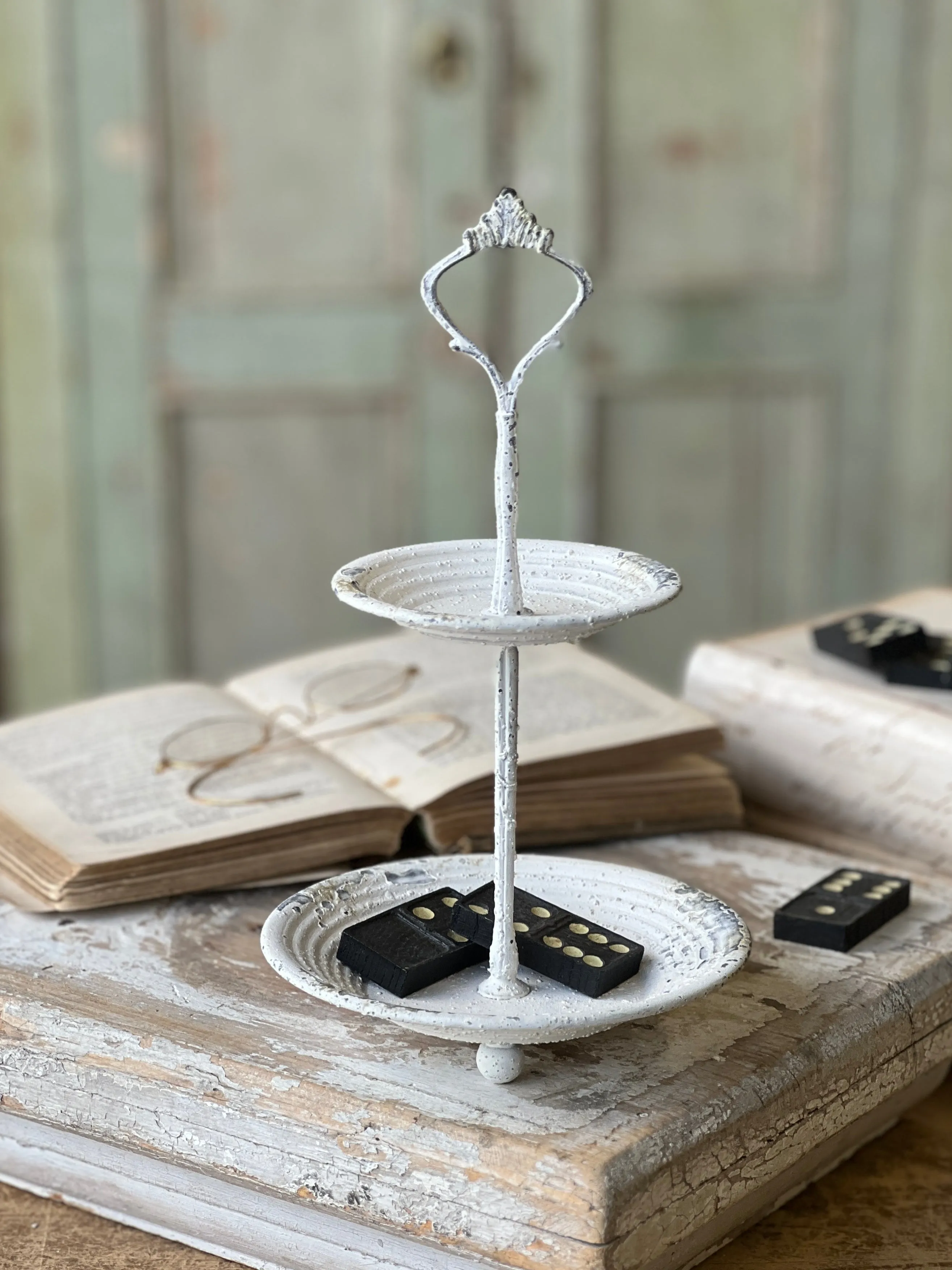 Pale Panache Two Tier Stand | 10.5" | Cream| CASE PACK SPECIAL! $1.95
