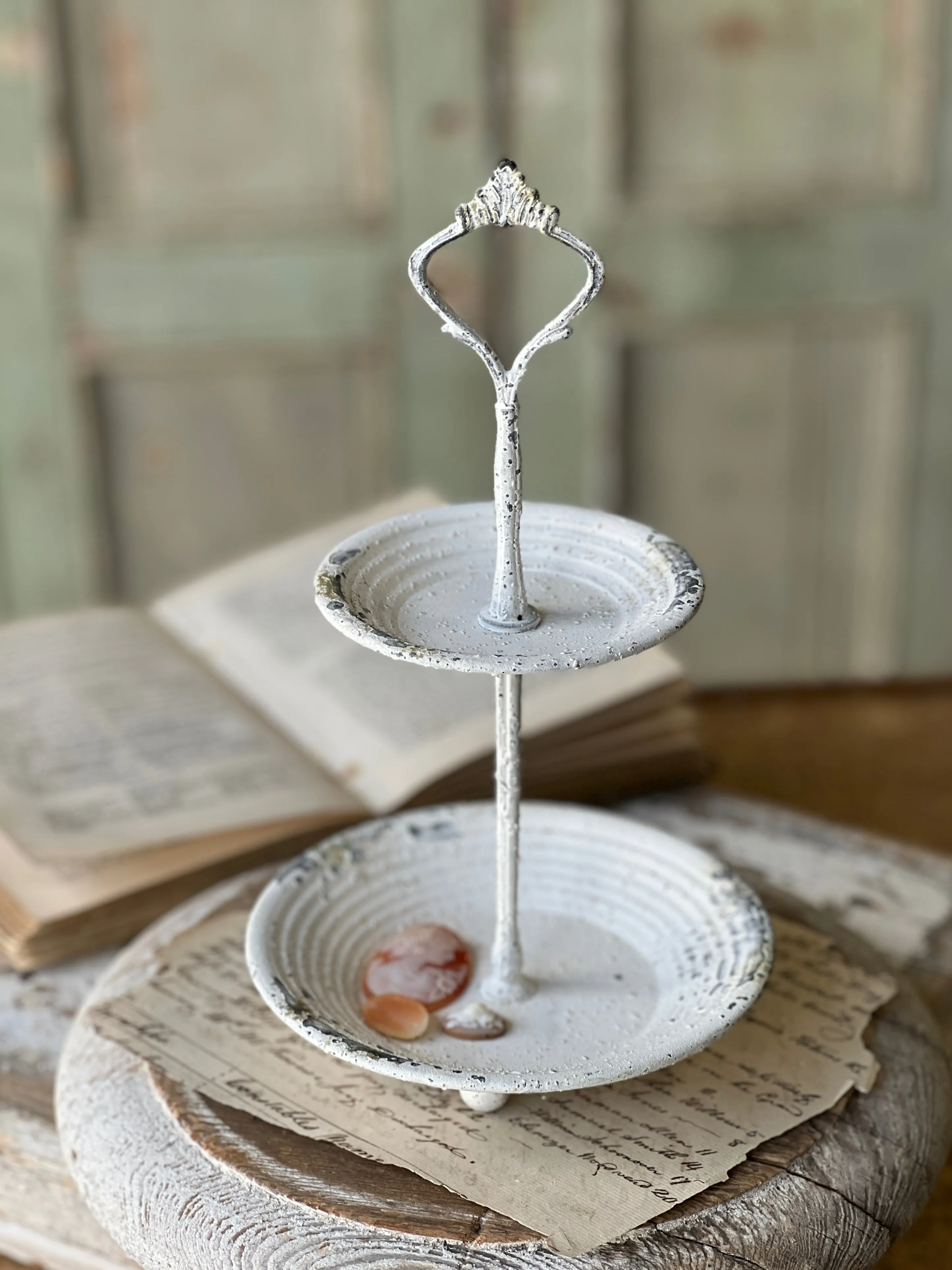 Pale Panache Two Tier Stand | 10.5" | Cream| CASE PACK SPECIAL! $1.95