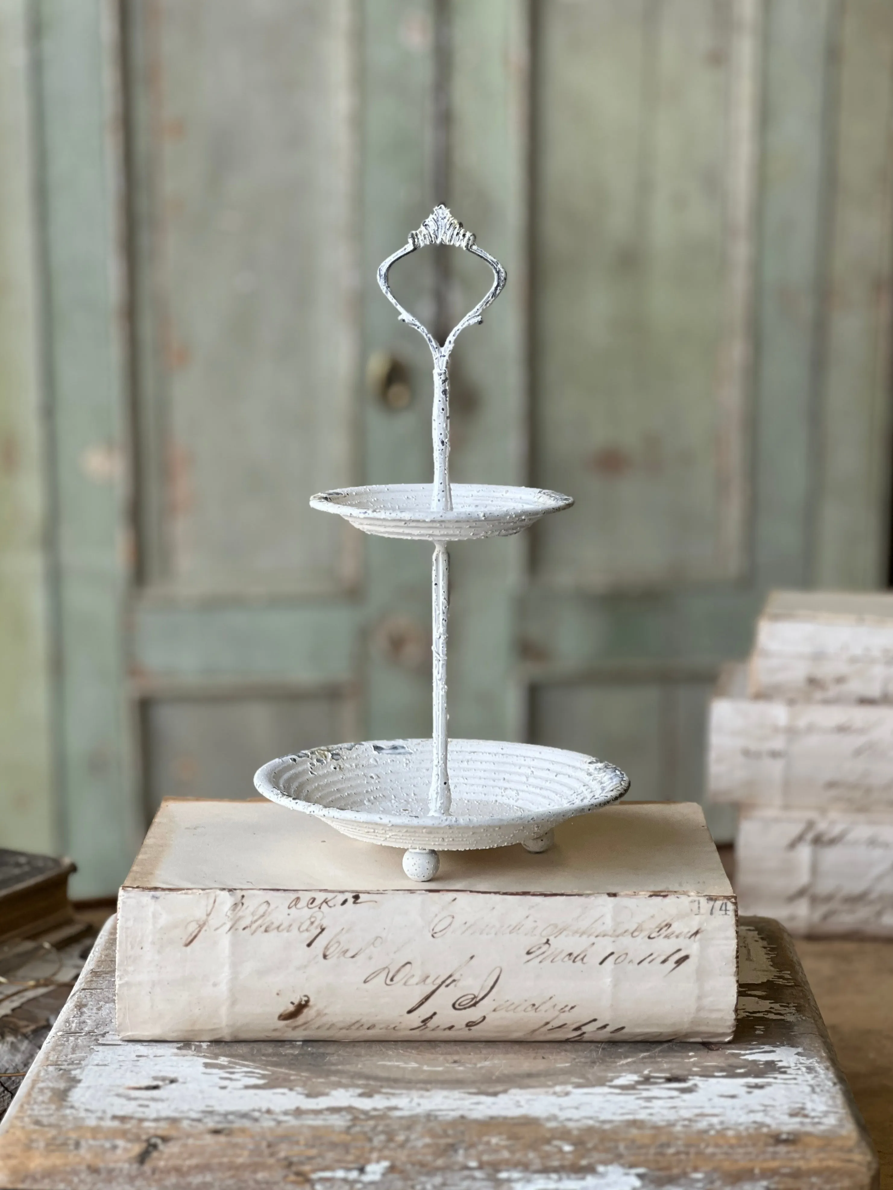 Pale Panache Two Tier Stand | 10.5" | Cream| CASE PACK SPECIAL! $1.95