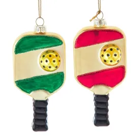 Pickleball Glass Ornament