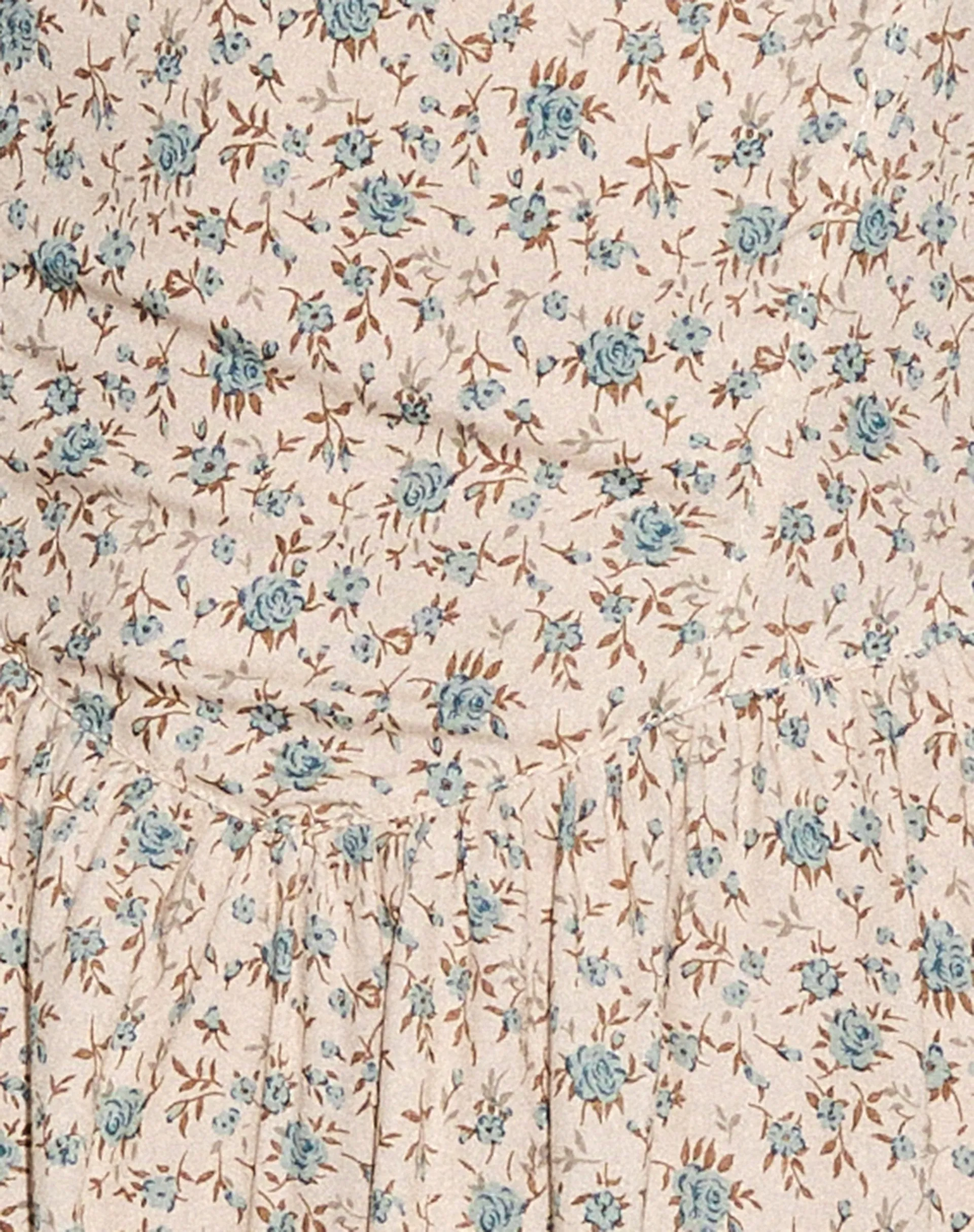 Ramone Mini Dress in Antique Blue Floral Ivory
