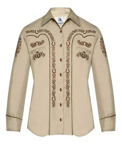 Ranger's Usa Men's Beige Charra Horseshoes Tarugos Shirt