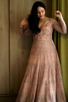 Ratnika Vyas in Peach Tulle Gown & Dupatta Set