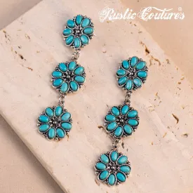 REC-1131 Rustic Couture's®  Bohemian Natural Stone Floral Drop Earrings