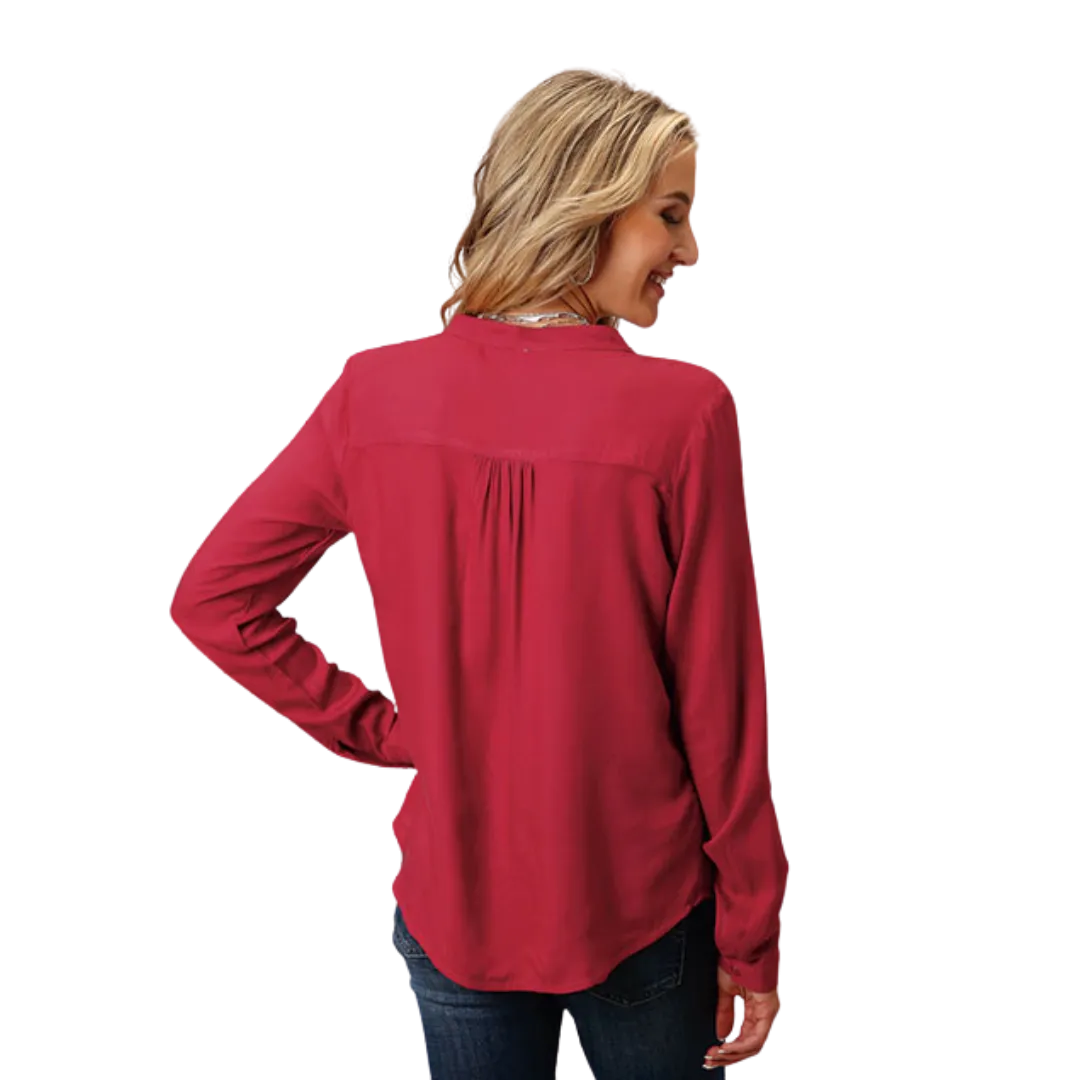 Roper Women's Rasperry Rayon Challis Red Blouse