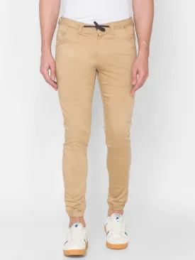 Spykar Men Beige Cotton Slim Fit Casual Trouser
