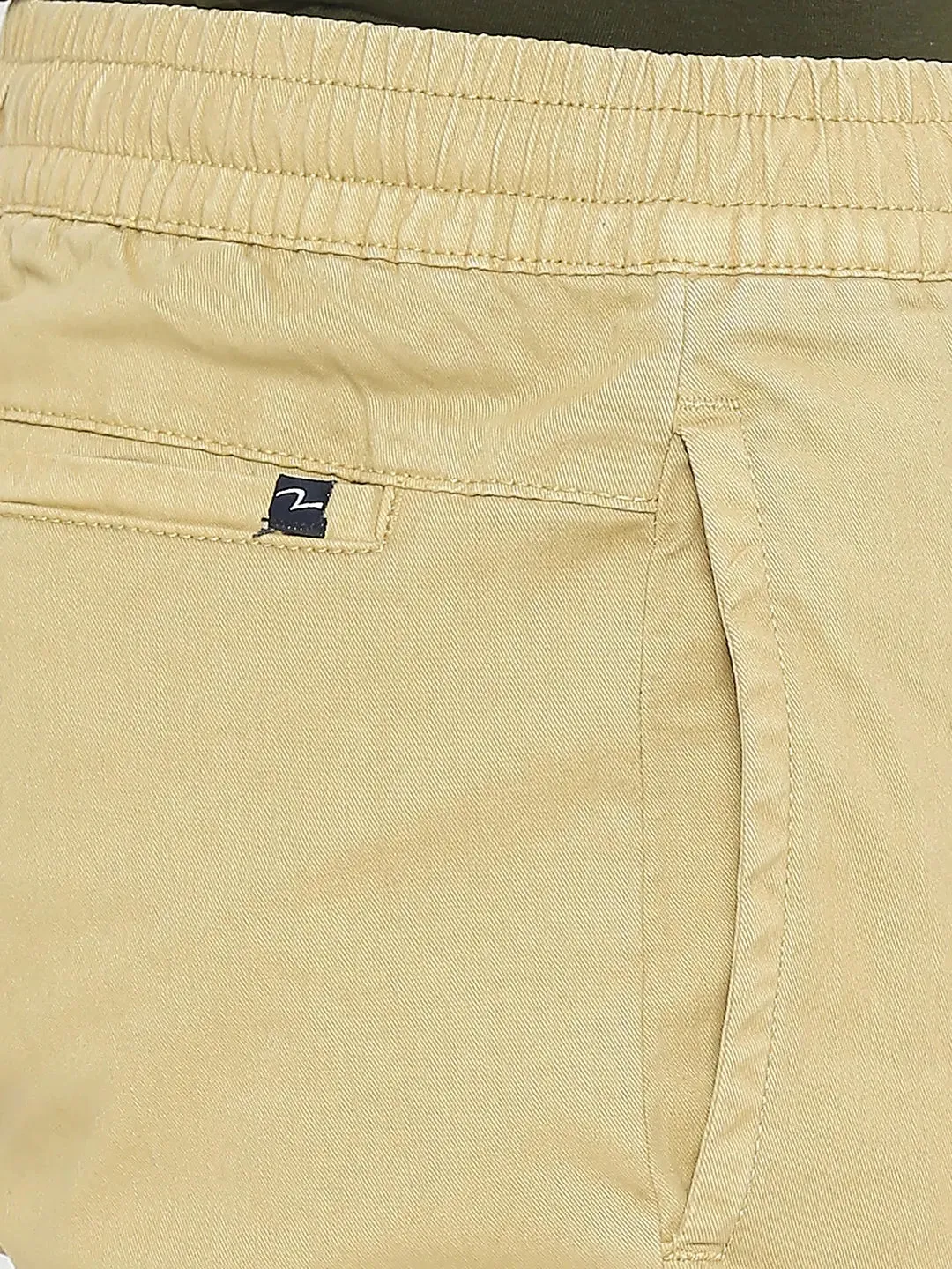 Spykar Men Camel Khaki Lycra Slim Fit Ankle Length Plain Trousers