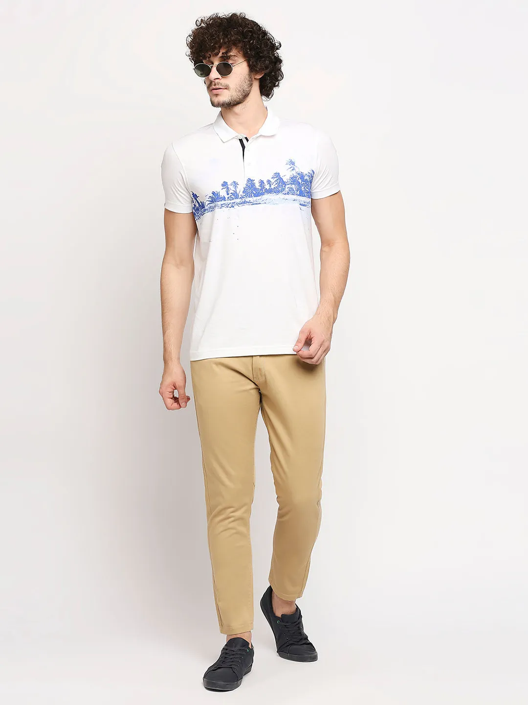 Spykar Men S and Khaki Solid Slim Mid-Rise Trouser