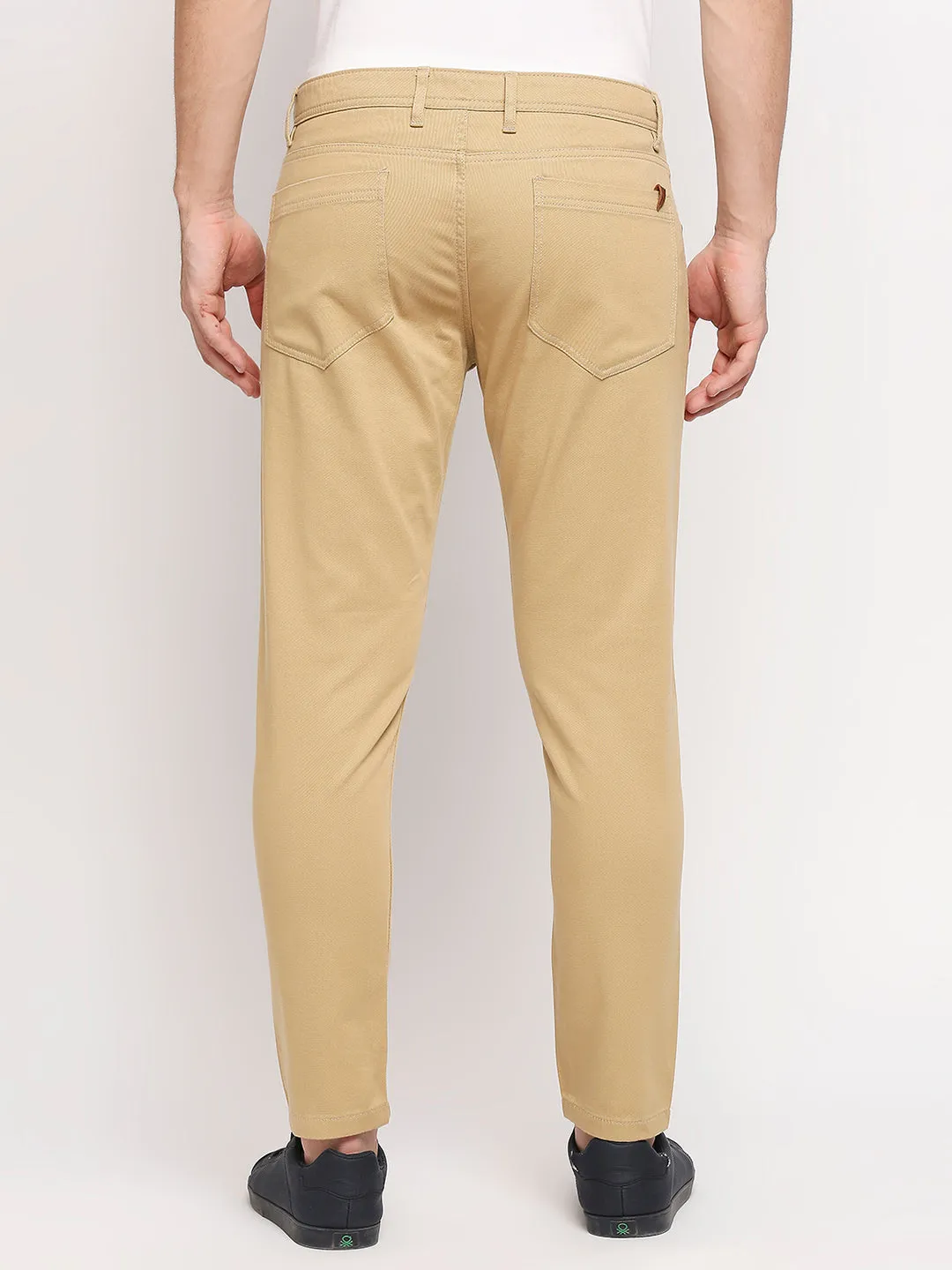 Spykar Men S and Khaki Solid Slim Mid-Rise Trouser