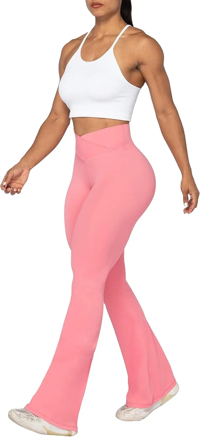 Sunzel Flare Leggings, Crossover Yoga Pants with Tummy Control, High-Waisted and Wide Leg
