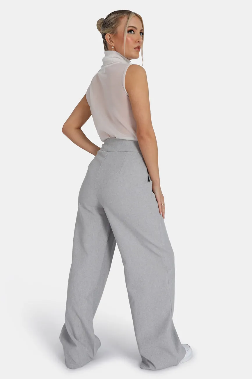 Tailored Premium Wide Leg Trouser Grey