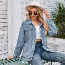Toleet-Winter and Autumn Outfits Christmas/Thanksgiving_Womens Autumn Spring Oversized Denim Casual Distressed Boyfriend Comfy Jacket