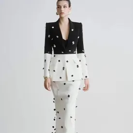 Trend4us Women's Embellished Blazer and Mermaid Skirt Set