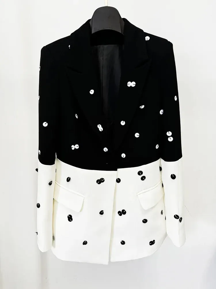 Trend4us Women's Embellished Blazer and Mermaid Skirt Set