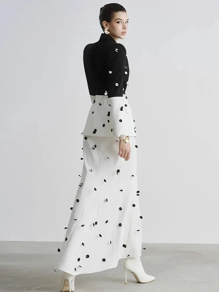 Trend4us Women's Embellished Blazer and Mermaid Skirt Set