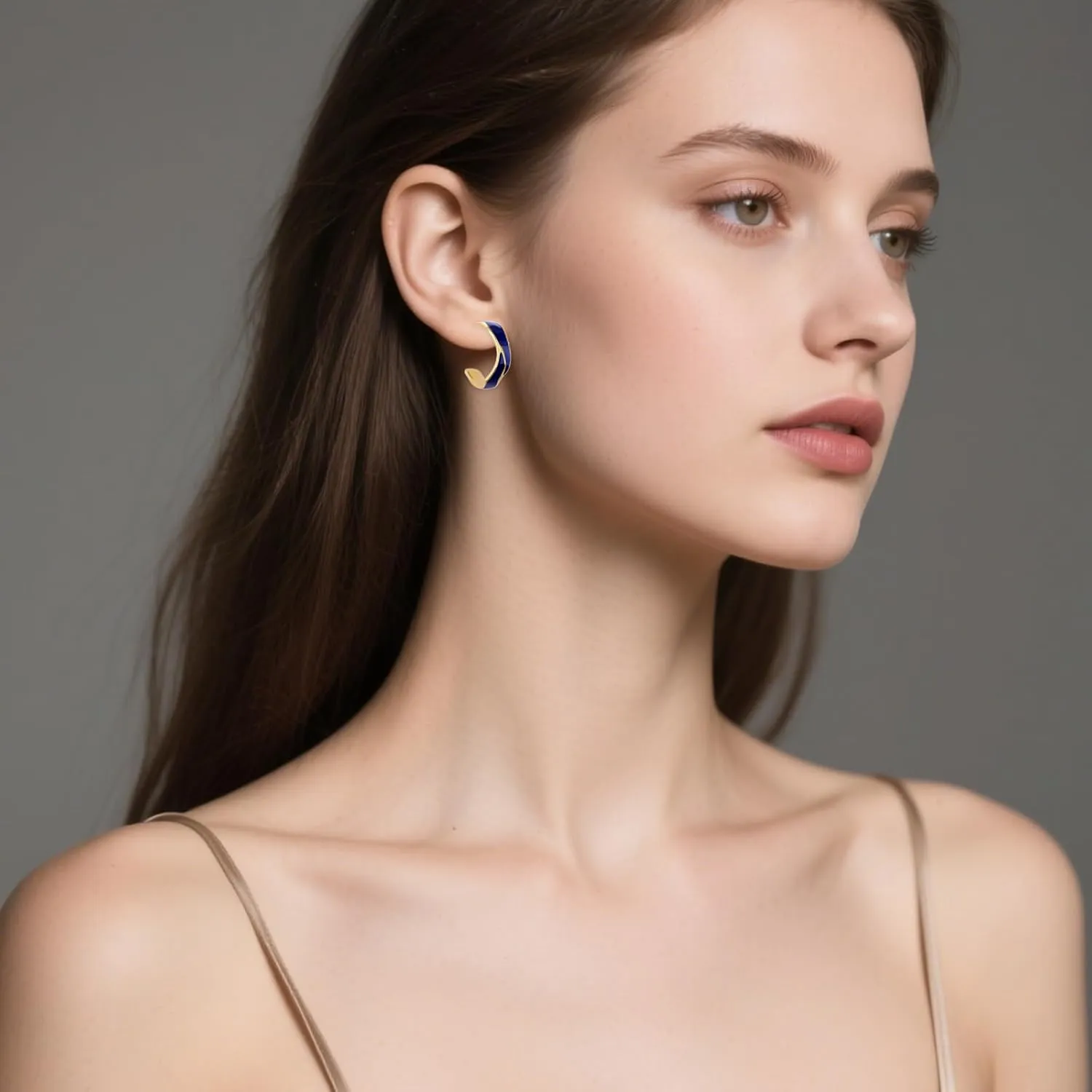 Two Tone Enamel Hoop Earrings for Women 18K Gold C-Shaped Earrings Colorful Enamel Jewelry Mother's Day Gift for Mother Grandmother