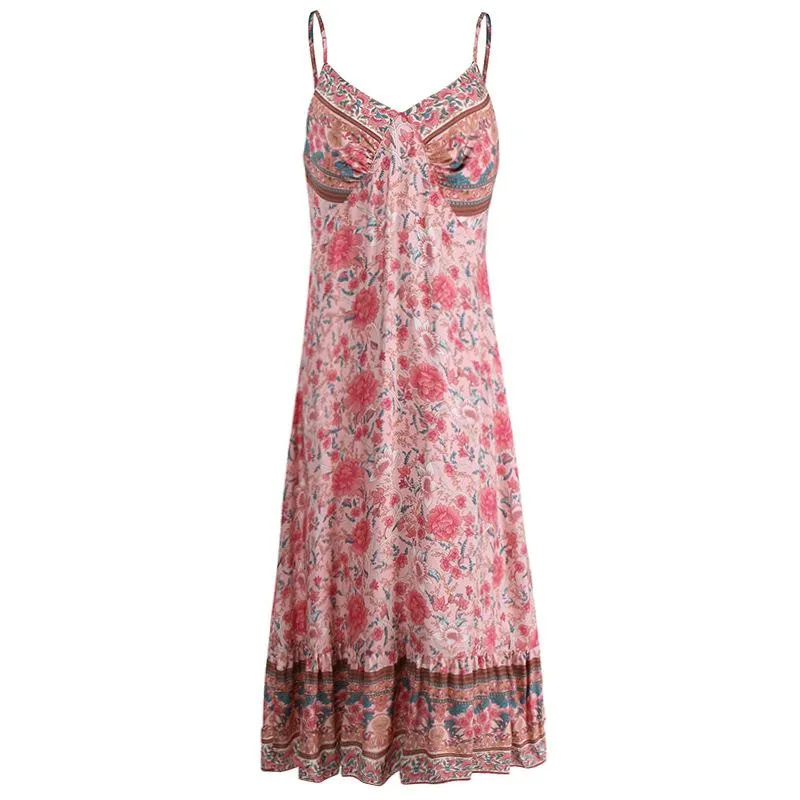 Women's bohemian floral maxi dress