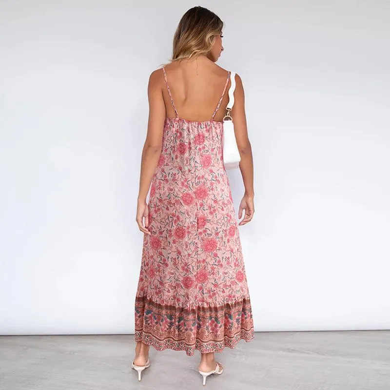 Women's bohemian floral maxi dress