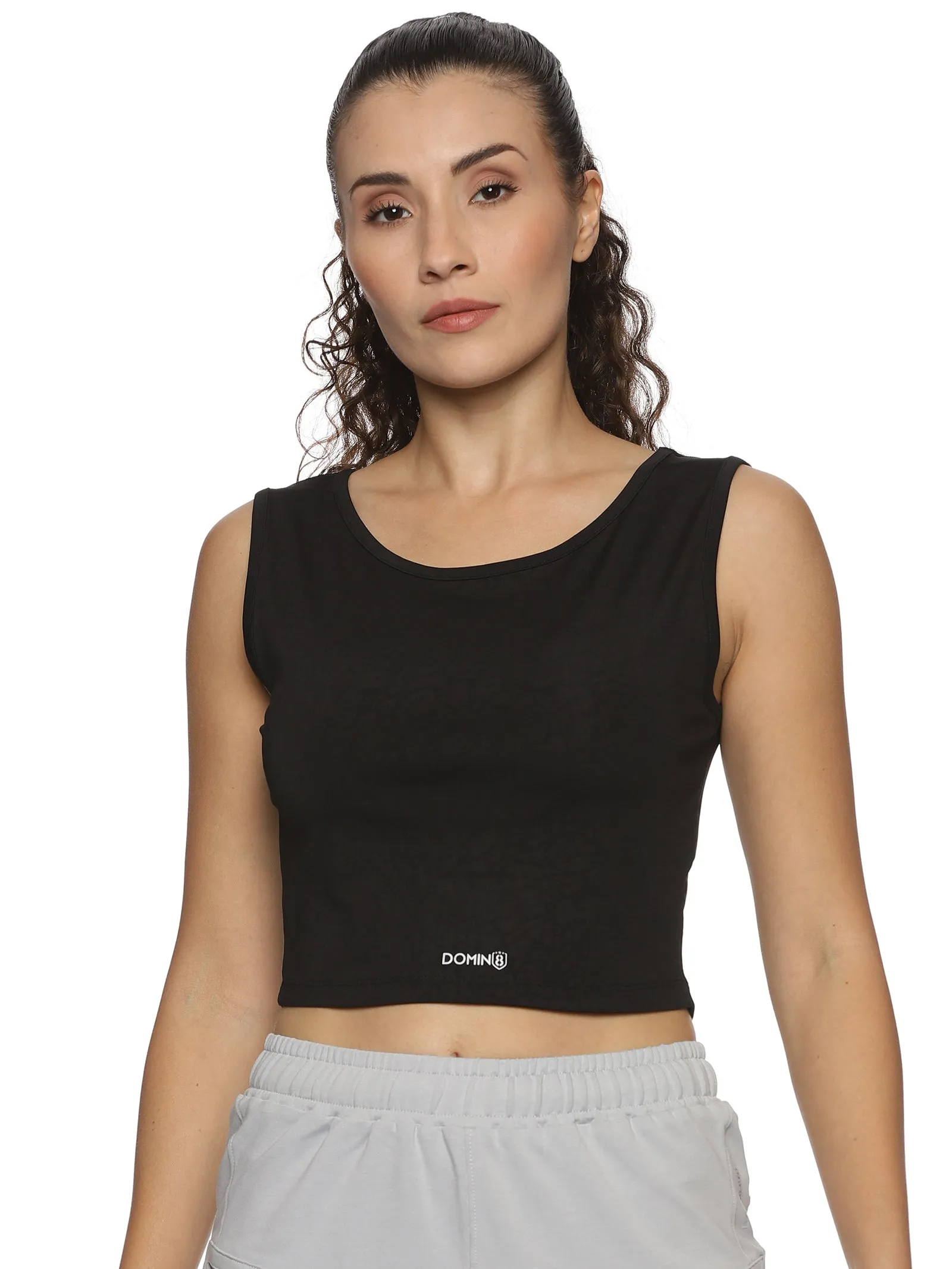 Women's Leopard Printed Black Tank Top