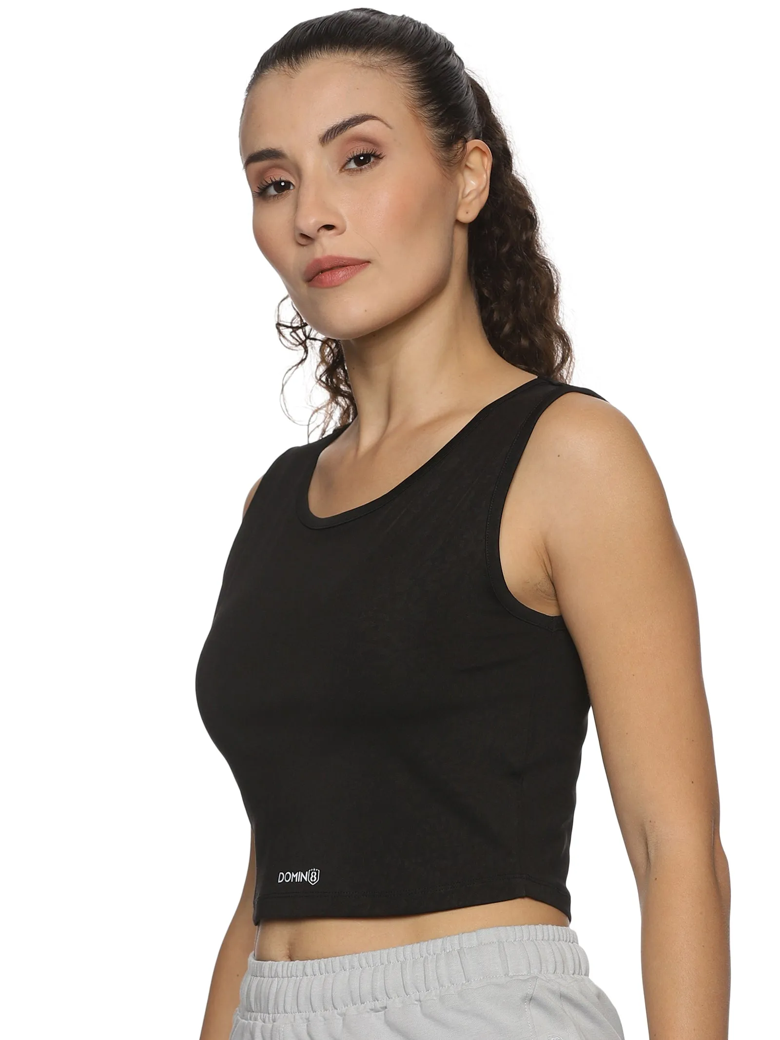 Women's Leopard Printed Black Tank Top
