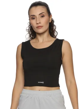 Women's Leopard Printed Black Tank Top