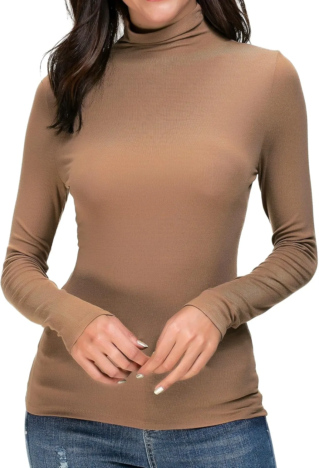 Womens Mock Turtleneck Long Sleeve Stretch Fitted Underscrubs Layer Tee Tops