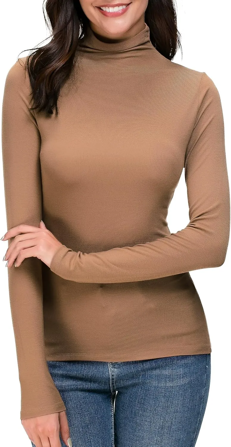 Womens Mock Turtleneck Long Sleeve Stretch Fitted Underscrubs Layer Tee Tops
