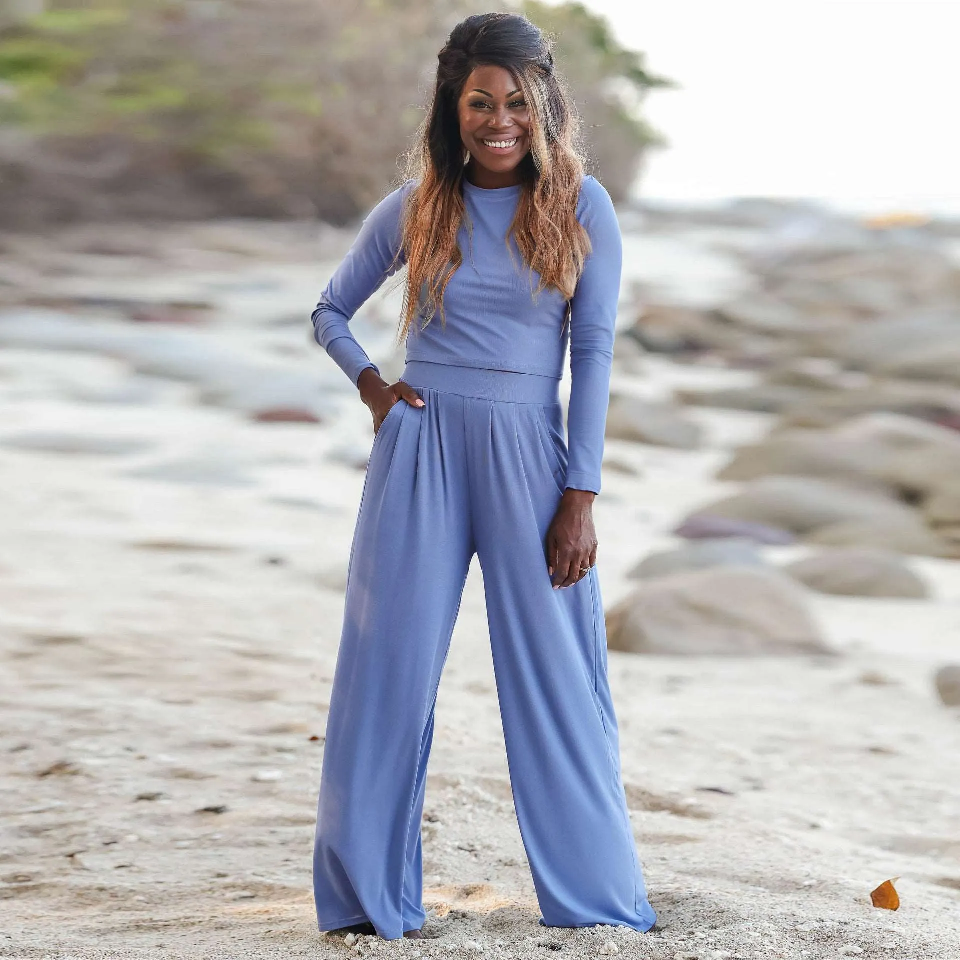 Women's Top and Pants Two-piece Outfit Set