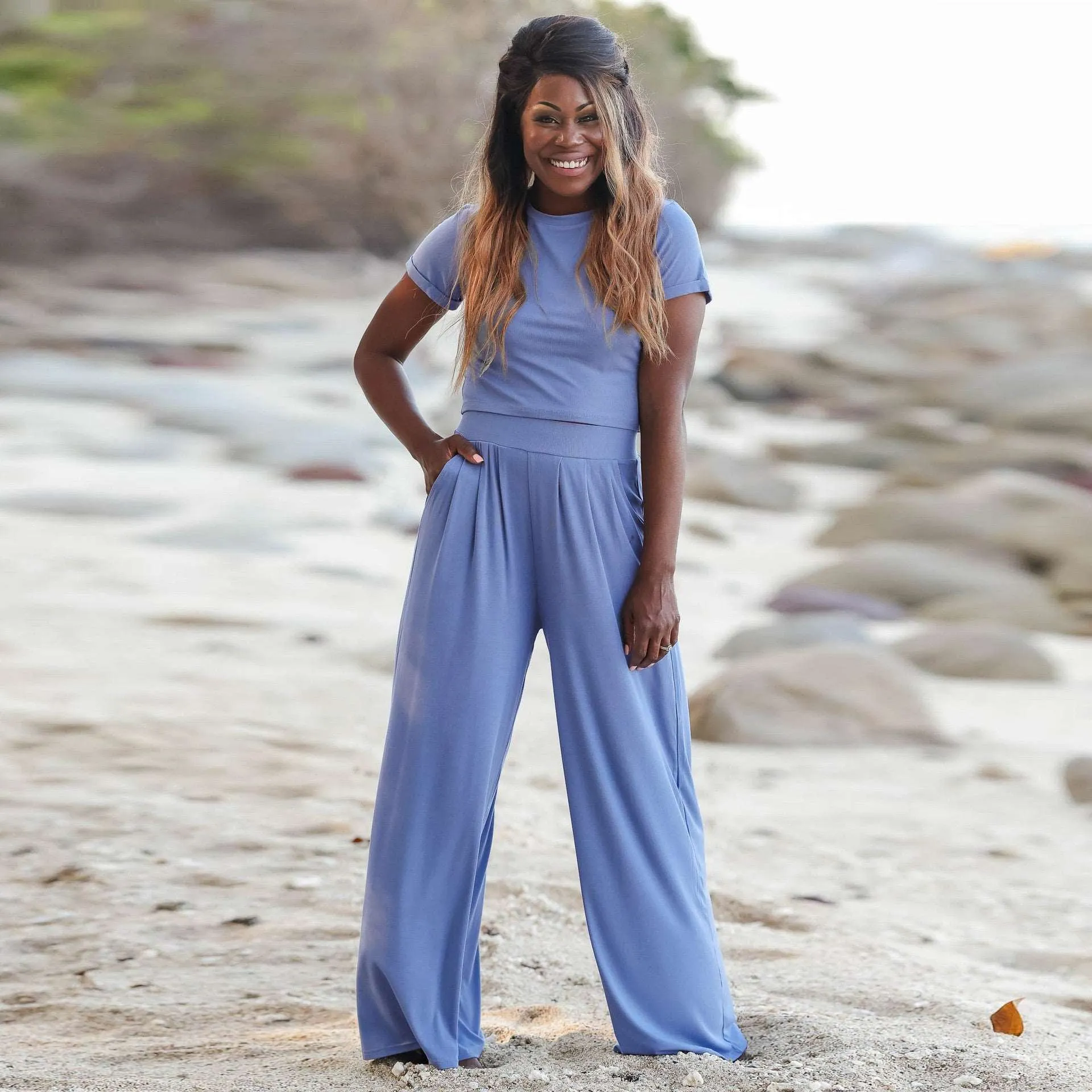 Women's Top and Pants Two-piece Outfit Set