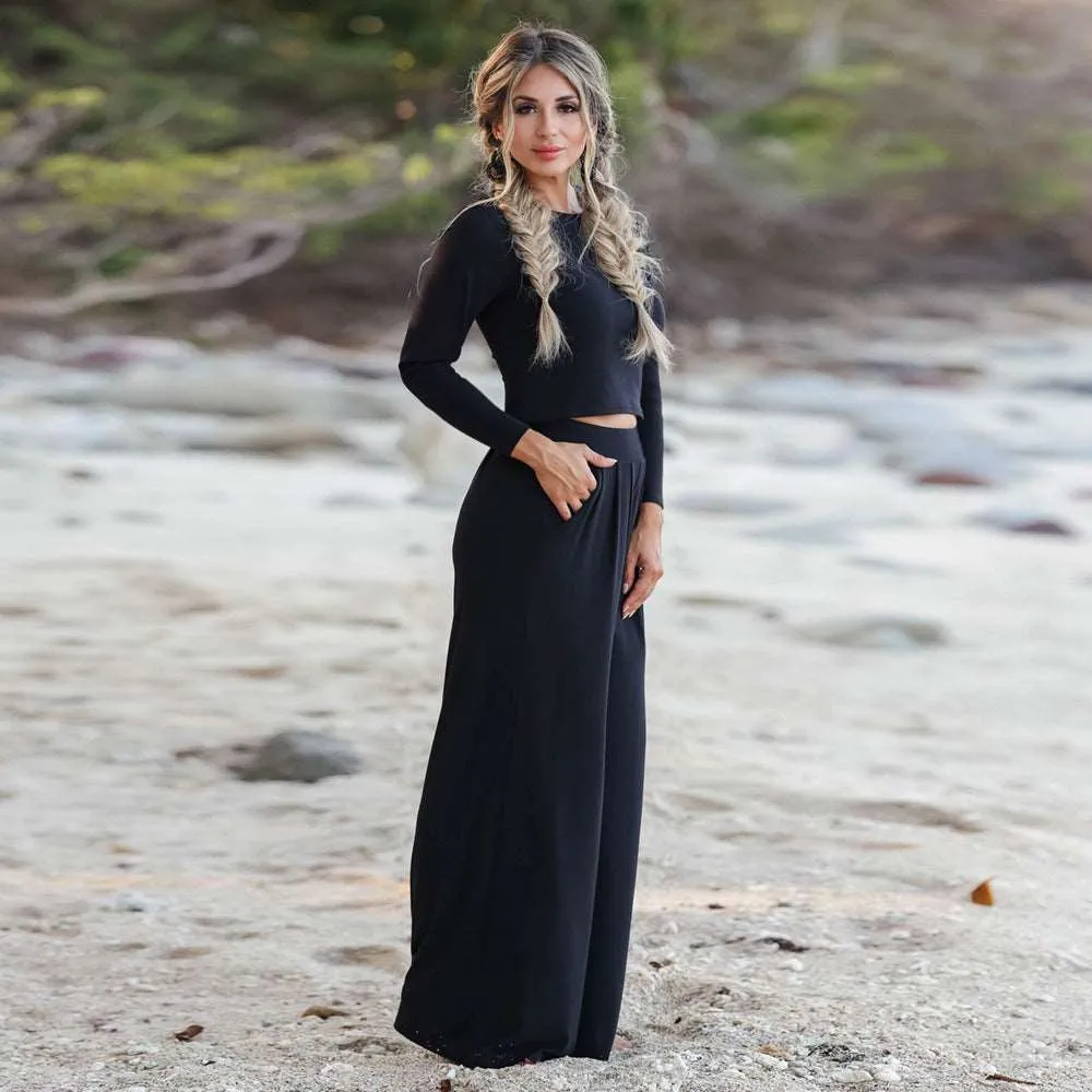 Women's Top and Pants Two-piece Outfit Set