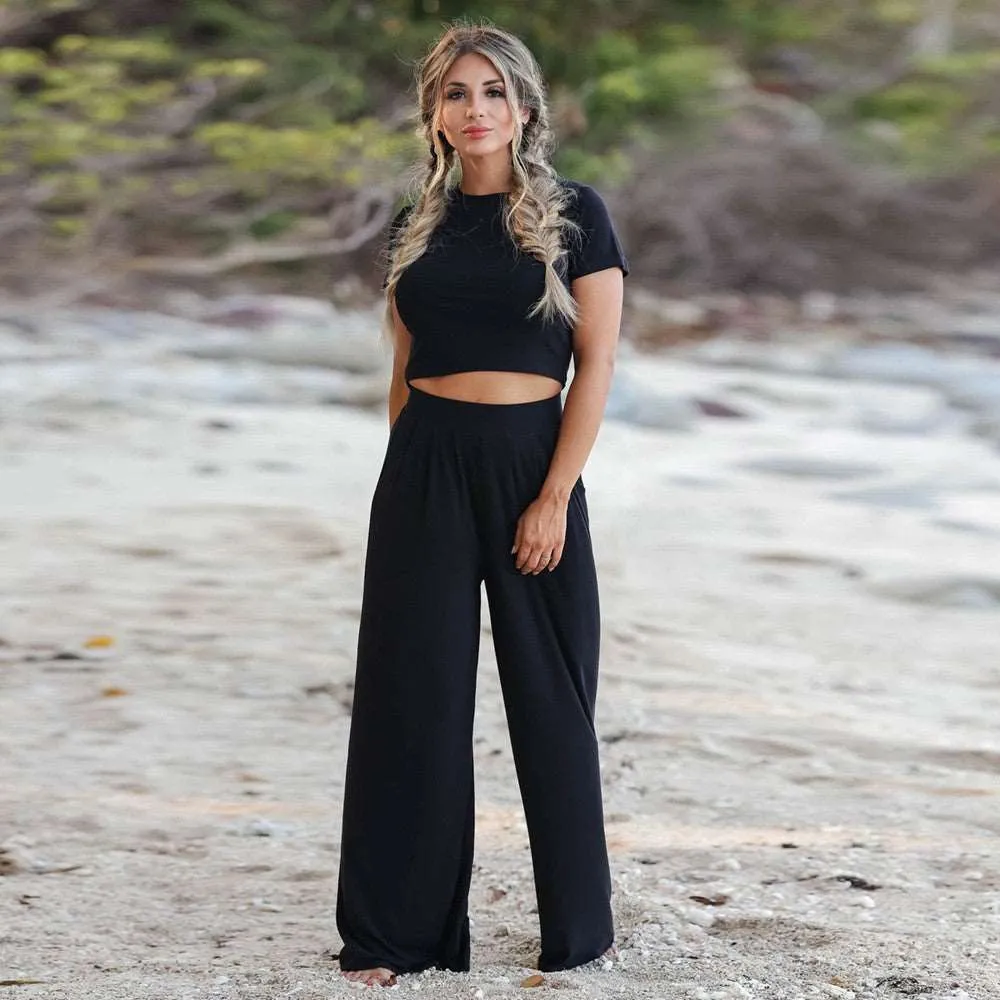 Women's Top and Pants Two-piece Outfit Set
