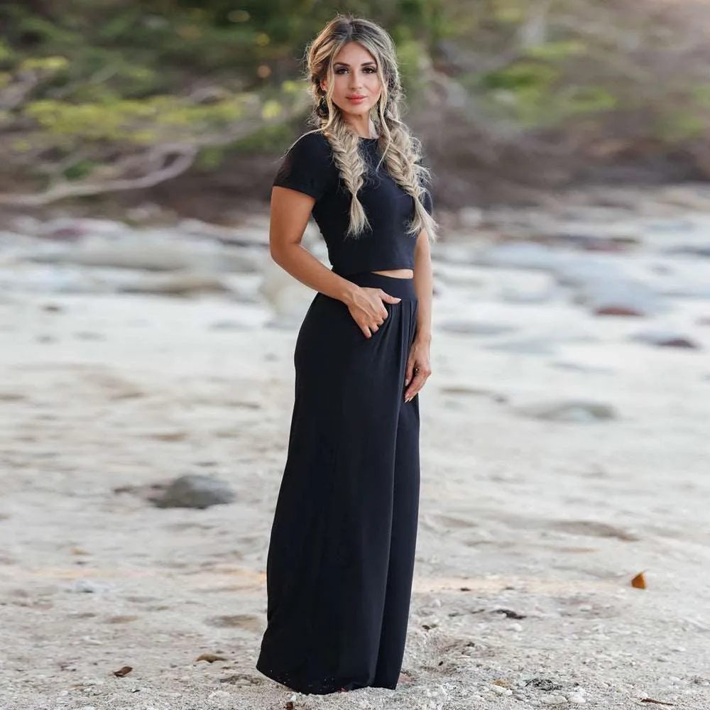 Women's Top and Pants Two-piece Outfit Set