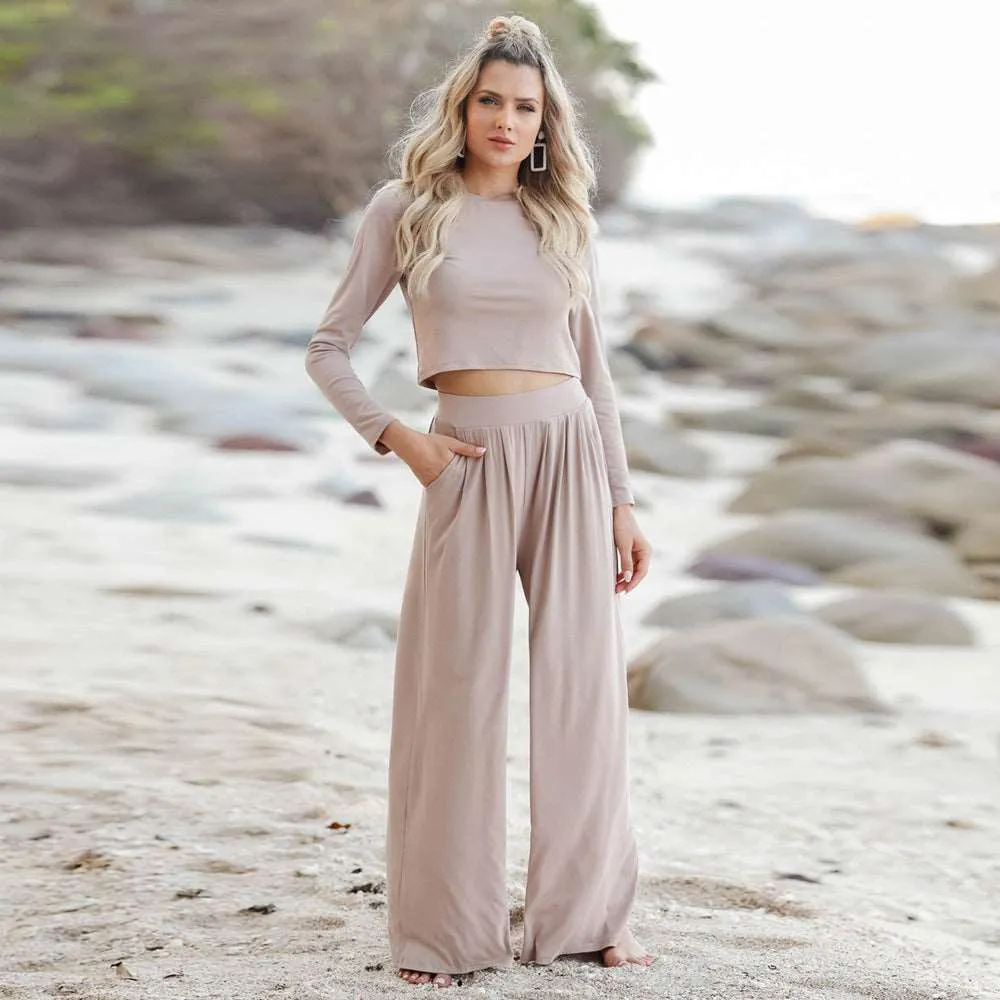 Women's Top and Pants Two-piece Outfit Set