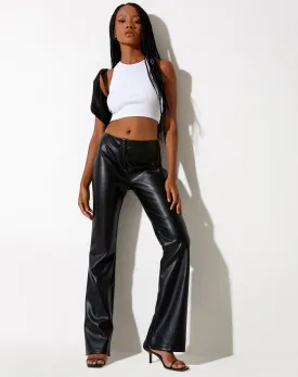 Zyanna Flare Trouser in PU Black